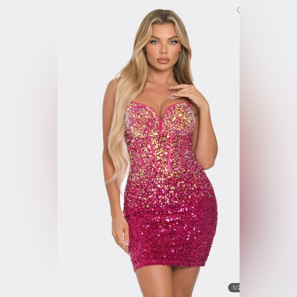 BANJUL PINK AND GOLD OMBRE SEQUIN DRESS Size Medium